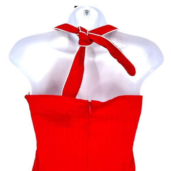 Voodoo Vixen Red Nautical Sleeveless Playsuit Bow Button Accents Size Small - Picture 6 of 12
